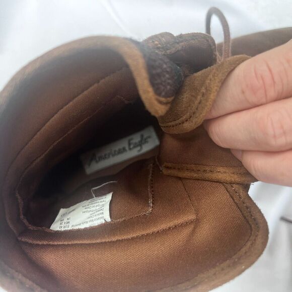 American Eagle Brown Lace Up Plaid Contrast Ankle Bootie Size 8 - Picture 7 of 10